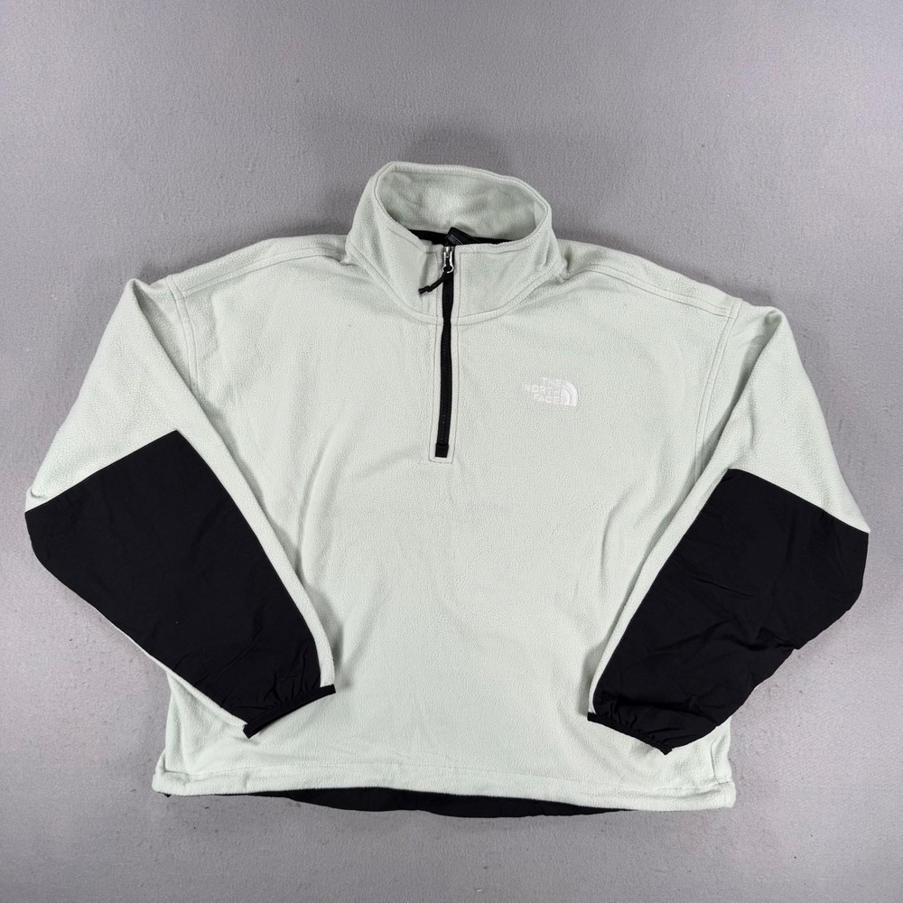 The North Face Womens TKA Glacier Quarter Zip Fleece Pullover Mint Green Large